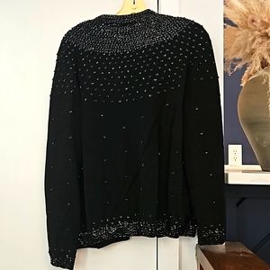 Black sequin cartigan sweater simple add to any dressy evening size large